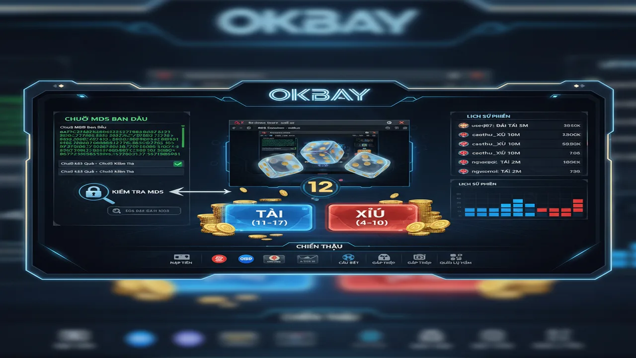 Hướng dẫn chơi Tài Xỉu MD5 minh bạch Okbay