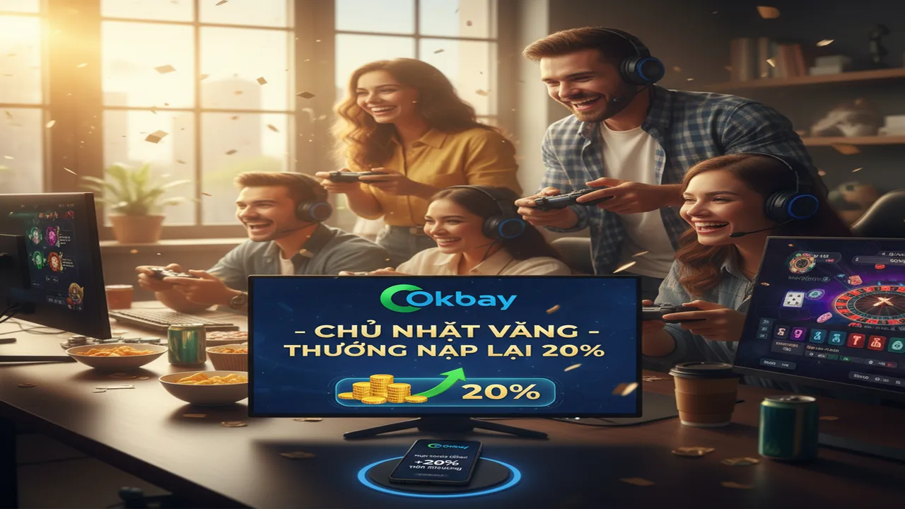 Thưởng nạp lại 20% vào mỗi ngày Chủ Nhật Okbay