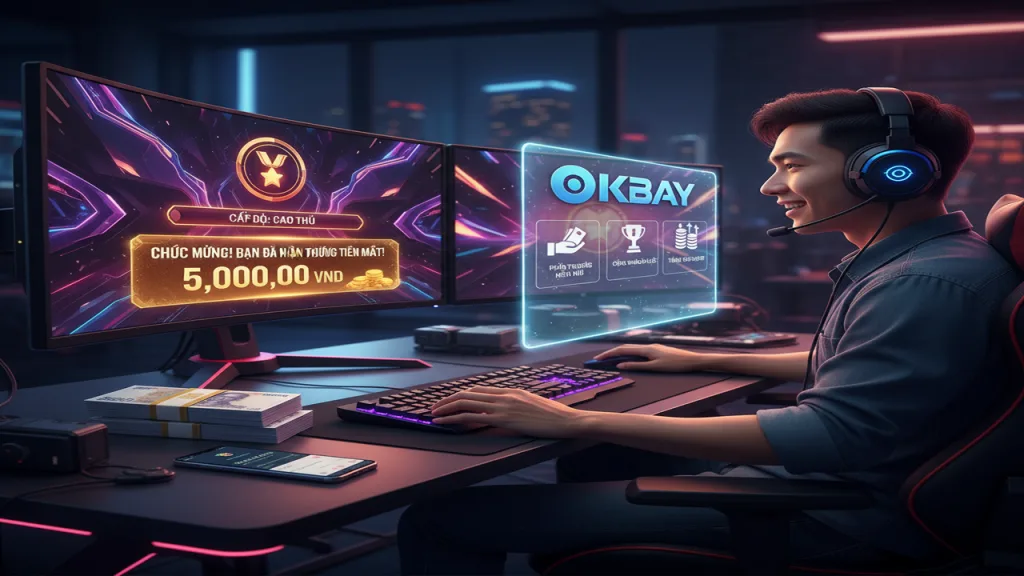Thưởng tiền mặt khi đạt cấp độ cao trong game Okbay