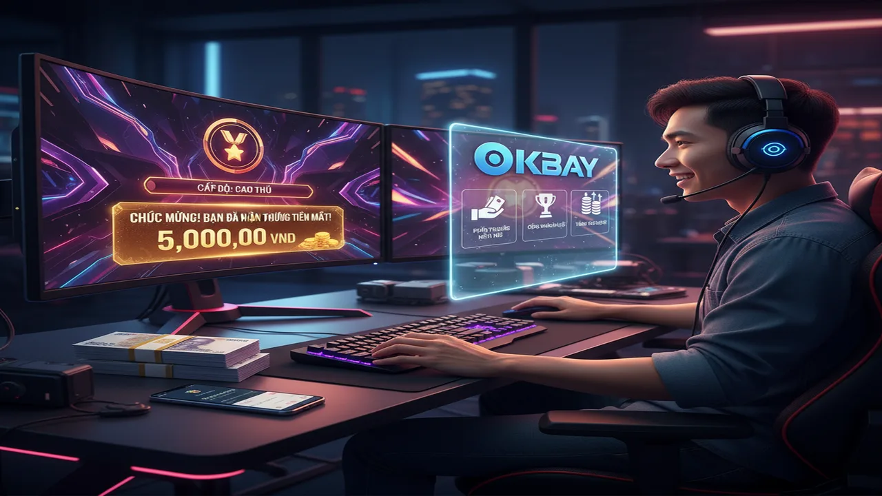 Thưởng tiền mặt khi đạt cấp độ cao trong game Okbay